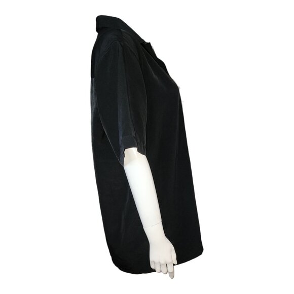 Elloitt Shirt Womens Size M Solid Black Button Down Collared Basic Minimalist - Picture 4 of 6